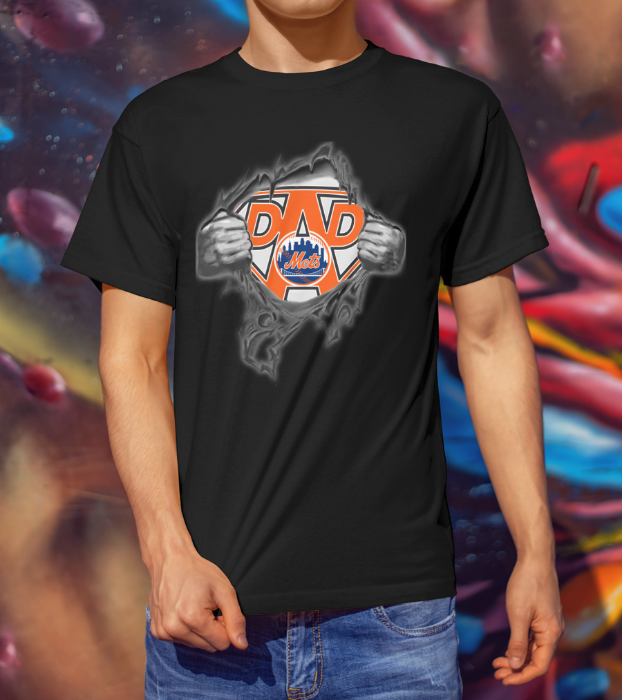 New York Mets Dad Superhero T-Shirt