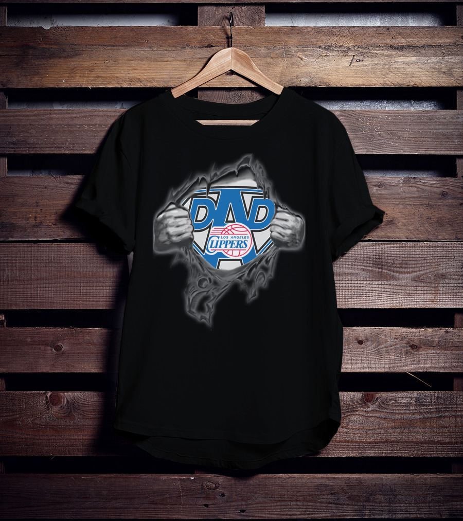 Los Angeles Clippers Super Dad Logo Rip Effect T-Shirt