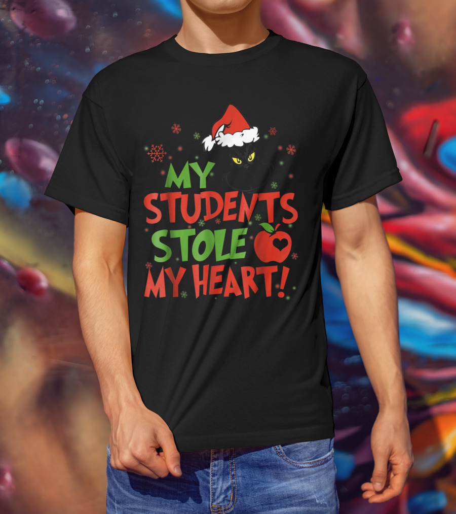 My Students Stole My Heart Grinch Christmas Teacher Apple T-Shirt