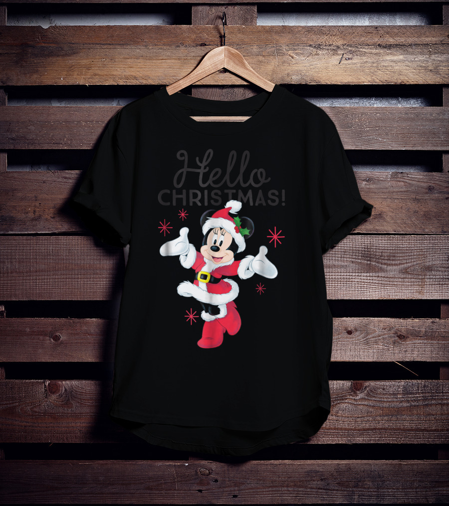 Disney Santa Minnie Mouse Hello Christmas T-Shirt