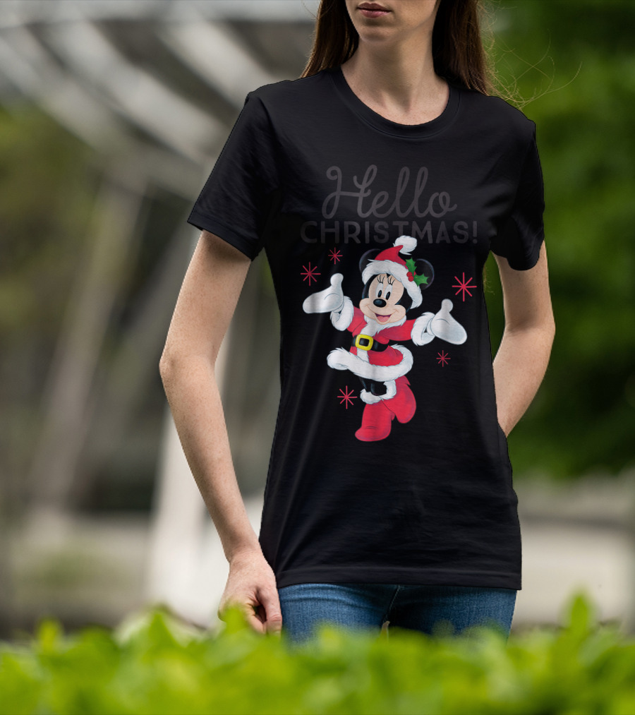 Disney Santa Minnie Mouse Hello Christmas T-Shirt