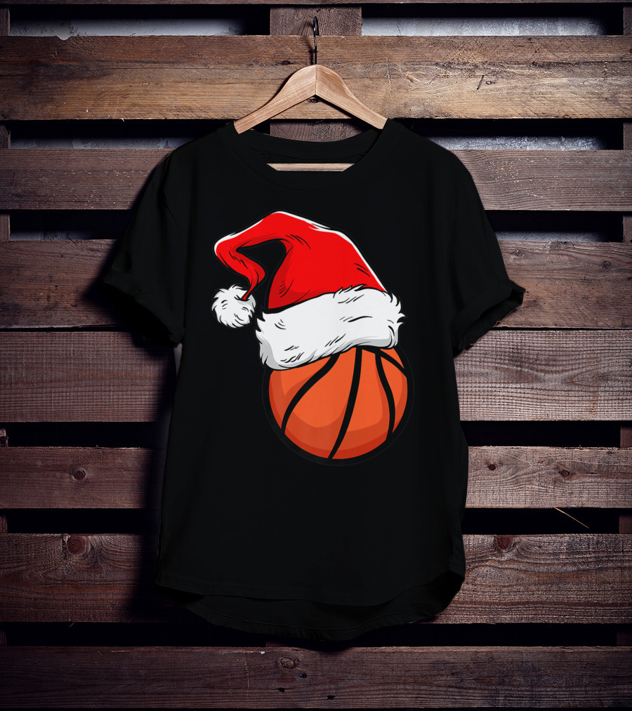 Funny Basketball Coach Player Santa Hat T-Shirt