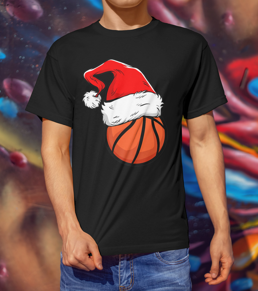Funny Basketball Coach Player Santa Hat T-Shirt