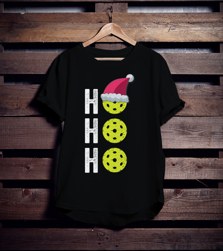 Ho Ho Ho Pickleball Christmas Funny Santa Hat Holiday T-Shirt