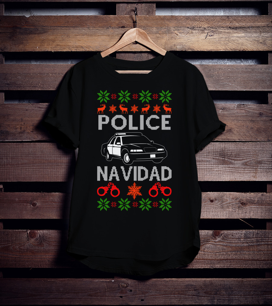 Police Navidad Ugly Christmas Holiday Law Enforcement T-Shirt