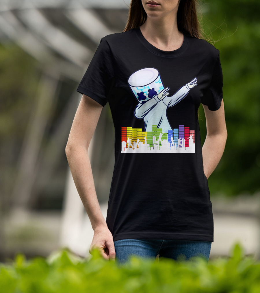 All I Want For Christmas Is Marshmallow Dabbing With Colorful Dance Equalizer T-Shirt
