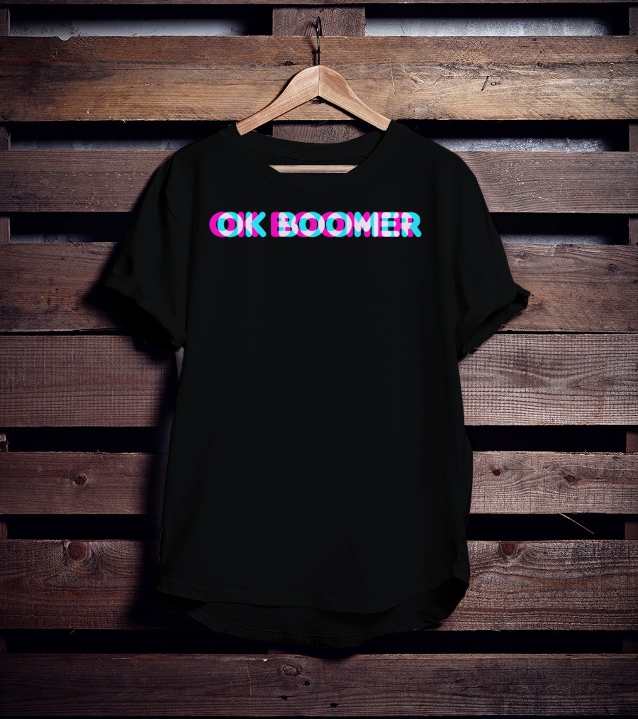 OK Boomer Meme Funny Anaglyph Type Text T-Shirt