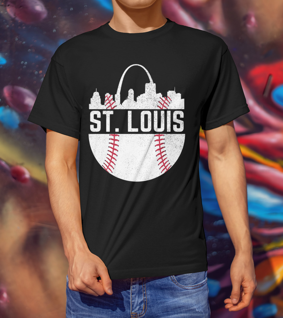 St Louis Baseball Skyline Arch T-Shirt