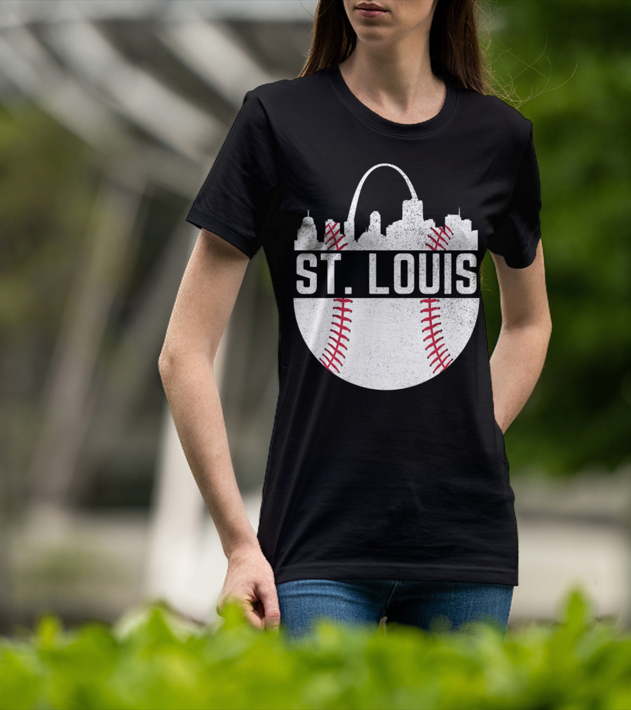 St Louis Baseball Skyline Arch T-Shirt