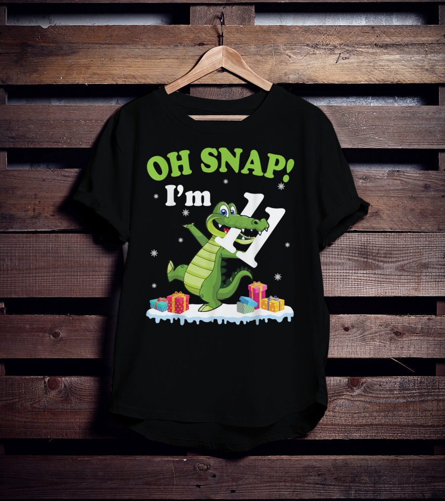 Oh Snap I'm Eleven Crocodile Snow Noel T-Shirt