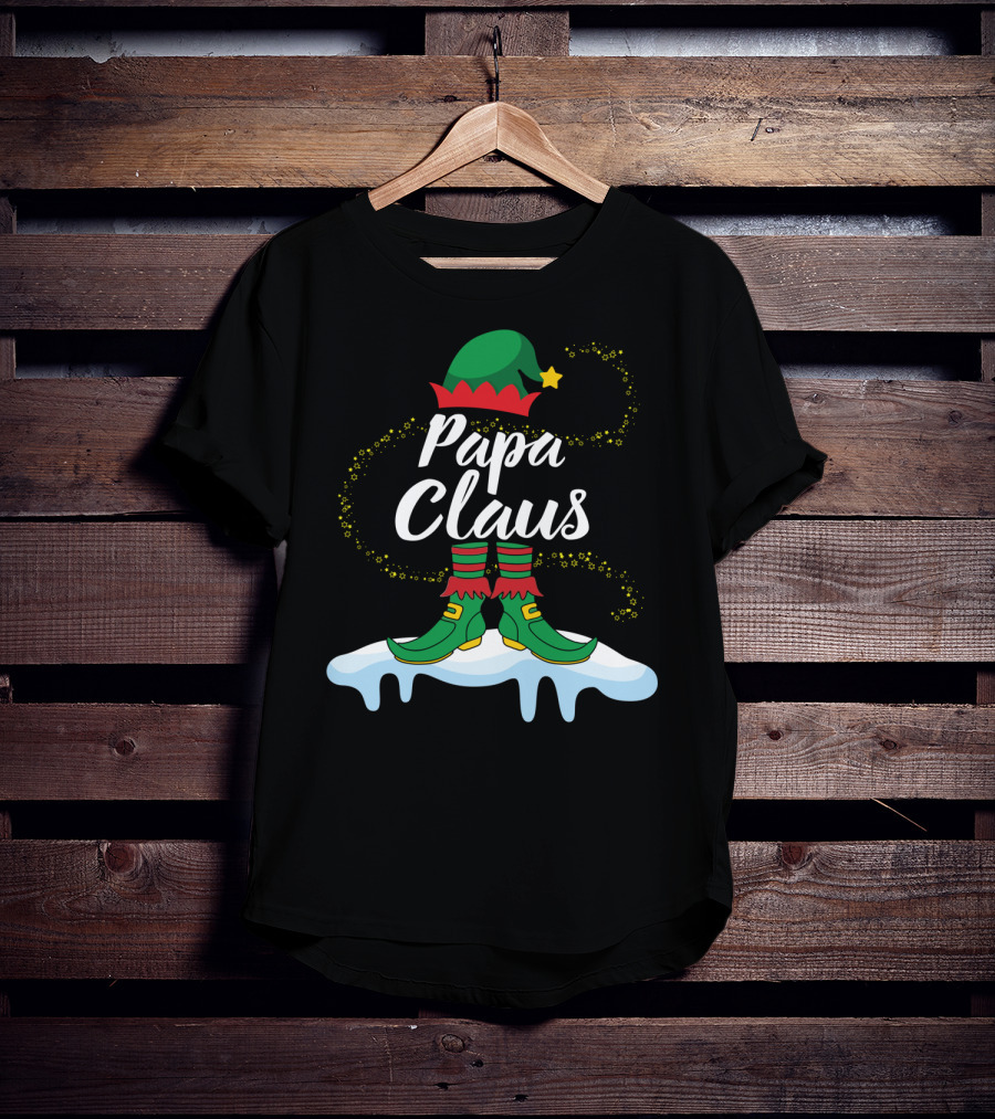 Papa Claus Elf Body Dancing On Snow Merry T-Shirt