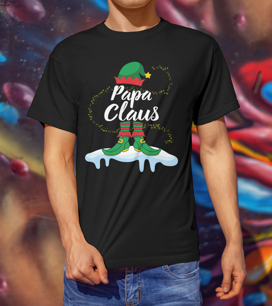 Papa Claus Elf Body Dancing On Snow Merry T-Shirt