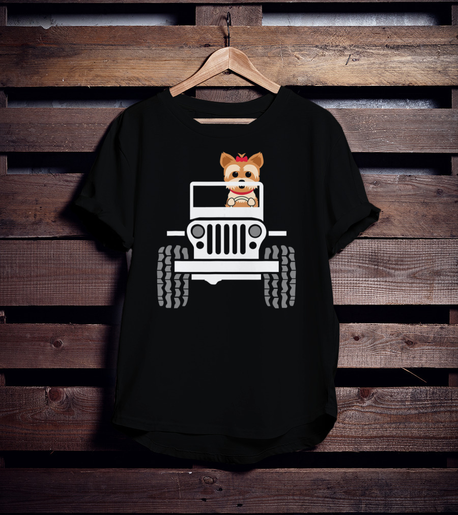 Yorkie Terrier Driving Jeep Adventure T-Shirt
