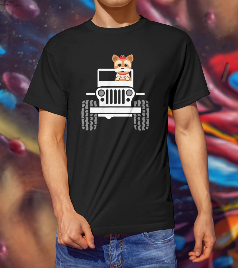 Yorkie Terrier Driving Jeep Adventure T-Shirt