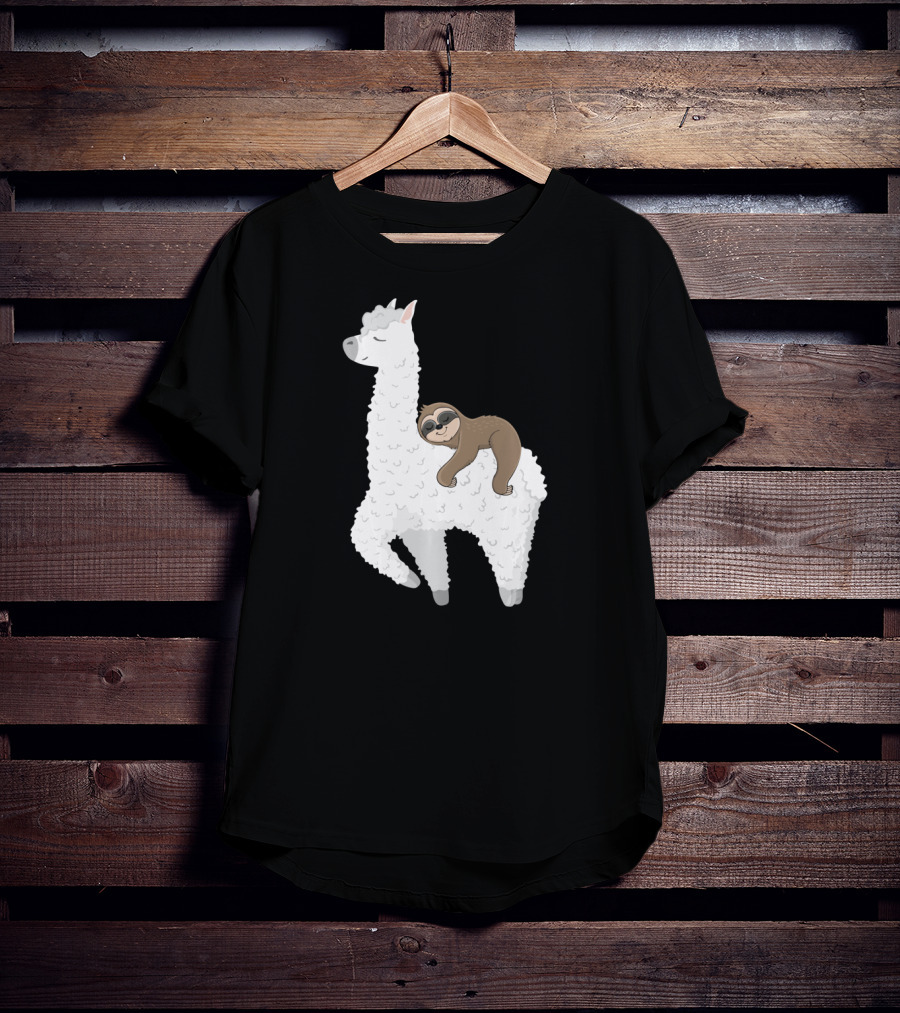 Sloth Best Friends Riding Llama Alpaca T-Shirt