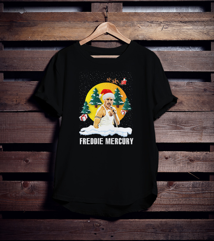 Freddie Mercurys Love Christmas Santa Hat Trees Gifts T-Shirt