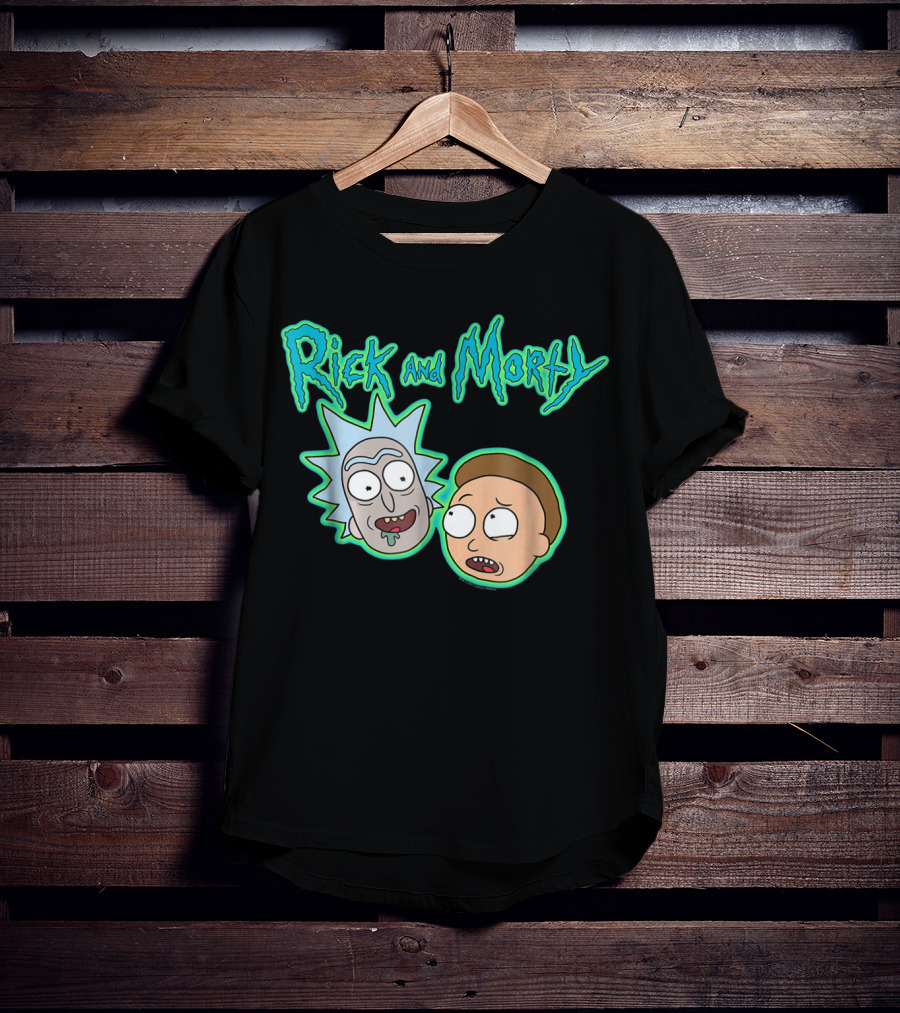 Rick And Morty Heads And Logo Iconic Characters Text T-Shirt