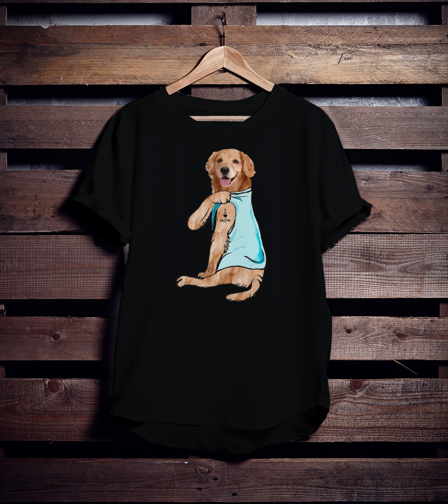 Golden Retriever I Love Mom Tattoo T-Shirt