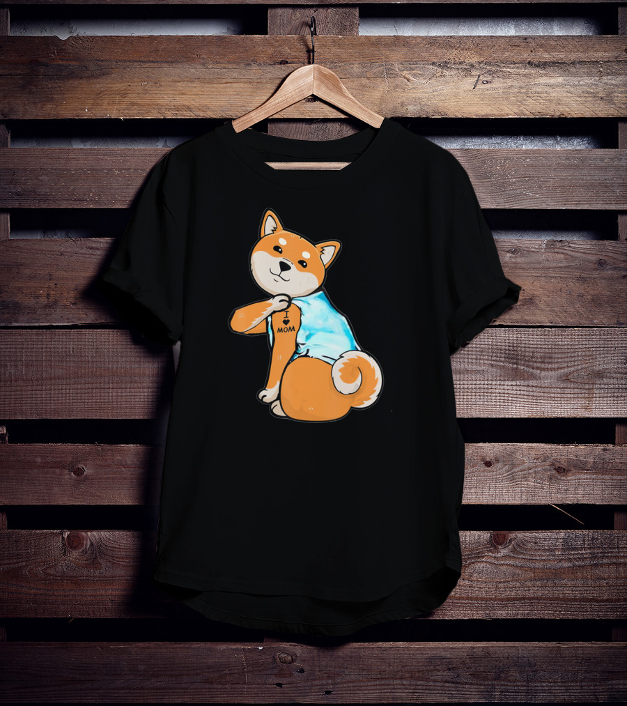 Shiba Tattoos I Love Mom T-Shirt