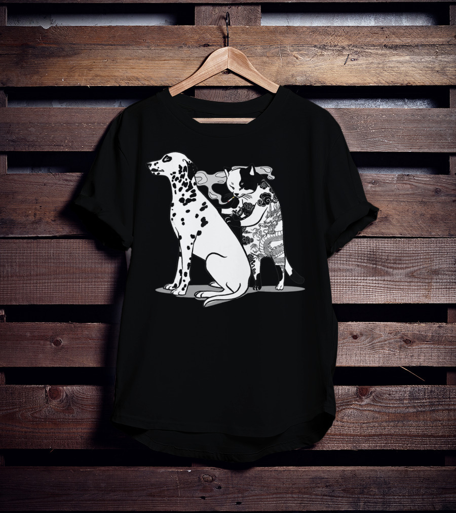 Cat And Dog Tattoo Humor For Tattoo Lover T-Shirt
