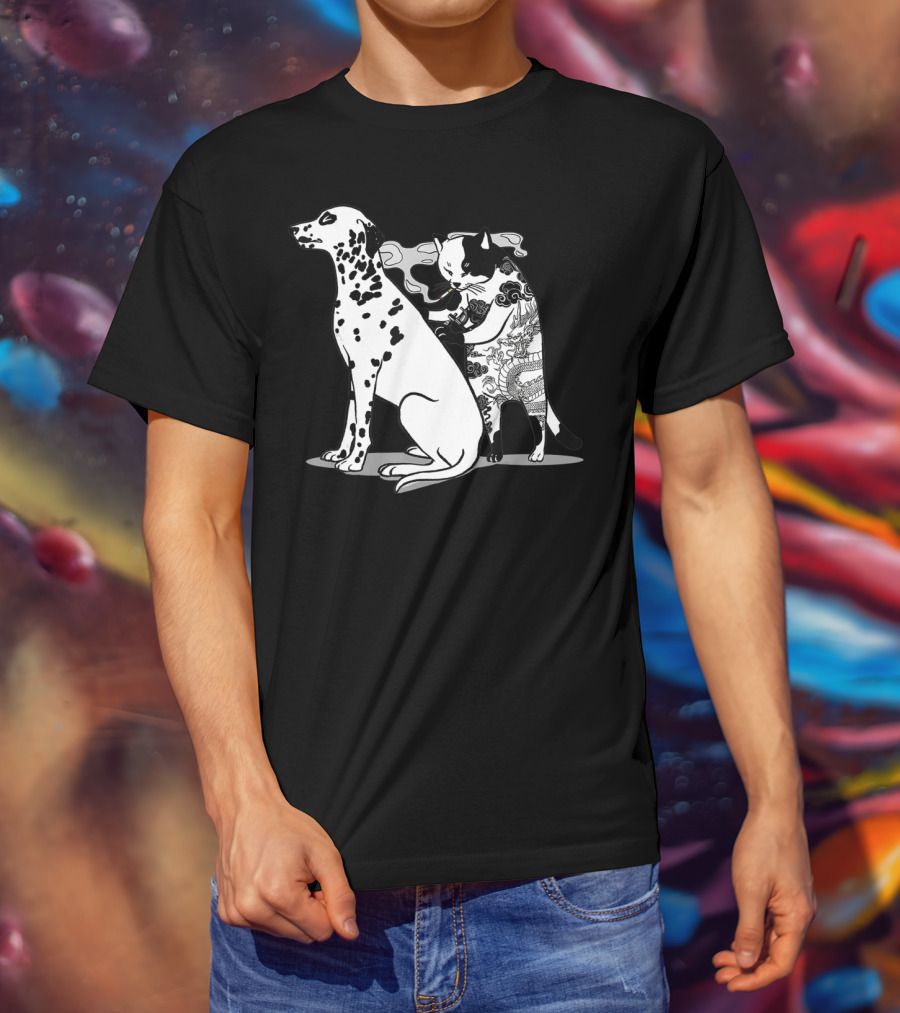 Cat And Dog Tattoo Humor For Tattoo Lover T-Shirt