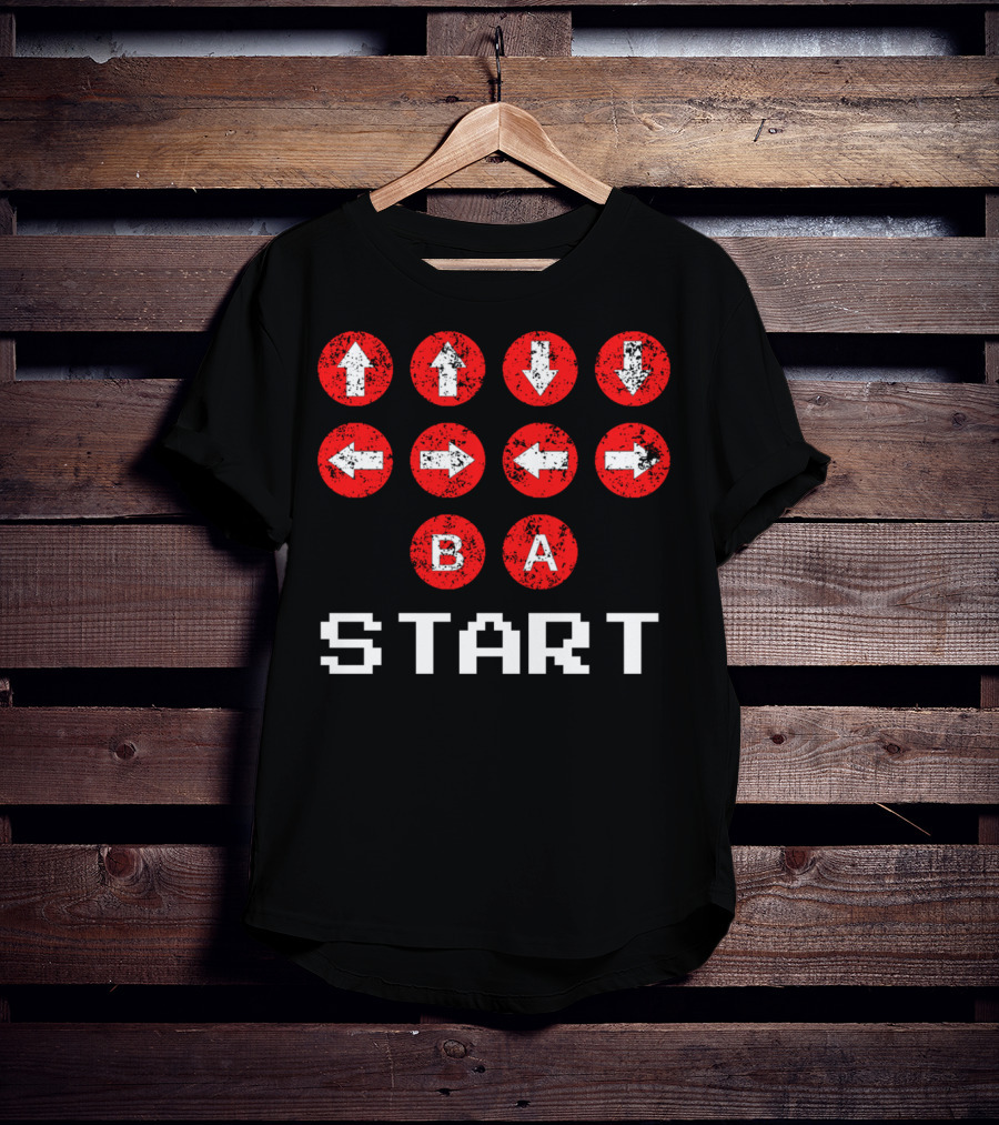 Konami Code Vintage Gaming Up Up Down Down Left Right B A Start T-Shirt