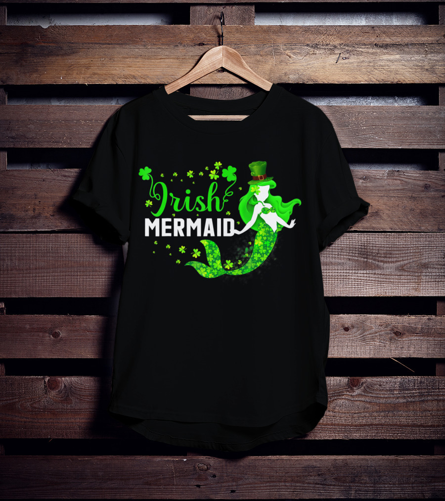 Irish Mermaid St Patrick Day Clover Hat T-Shirt