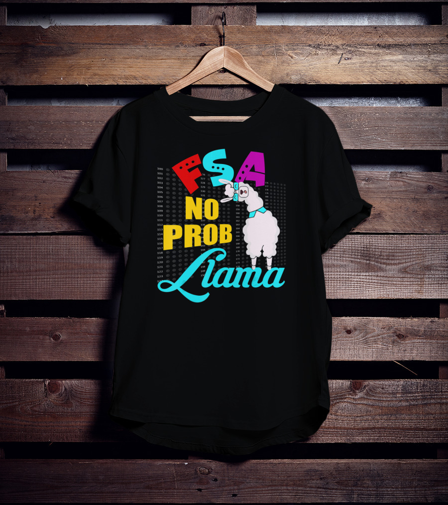 FSA No Prob Llama Teacher Bubble Sheet Fun T-Shirt