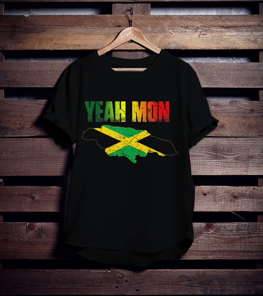 Yeah Mon Jamaican Map Flag Colors T-Shirt