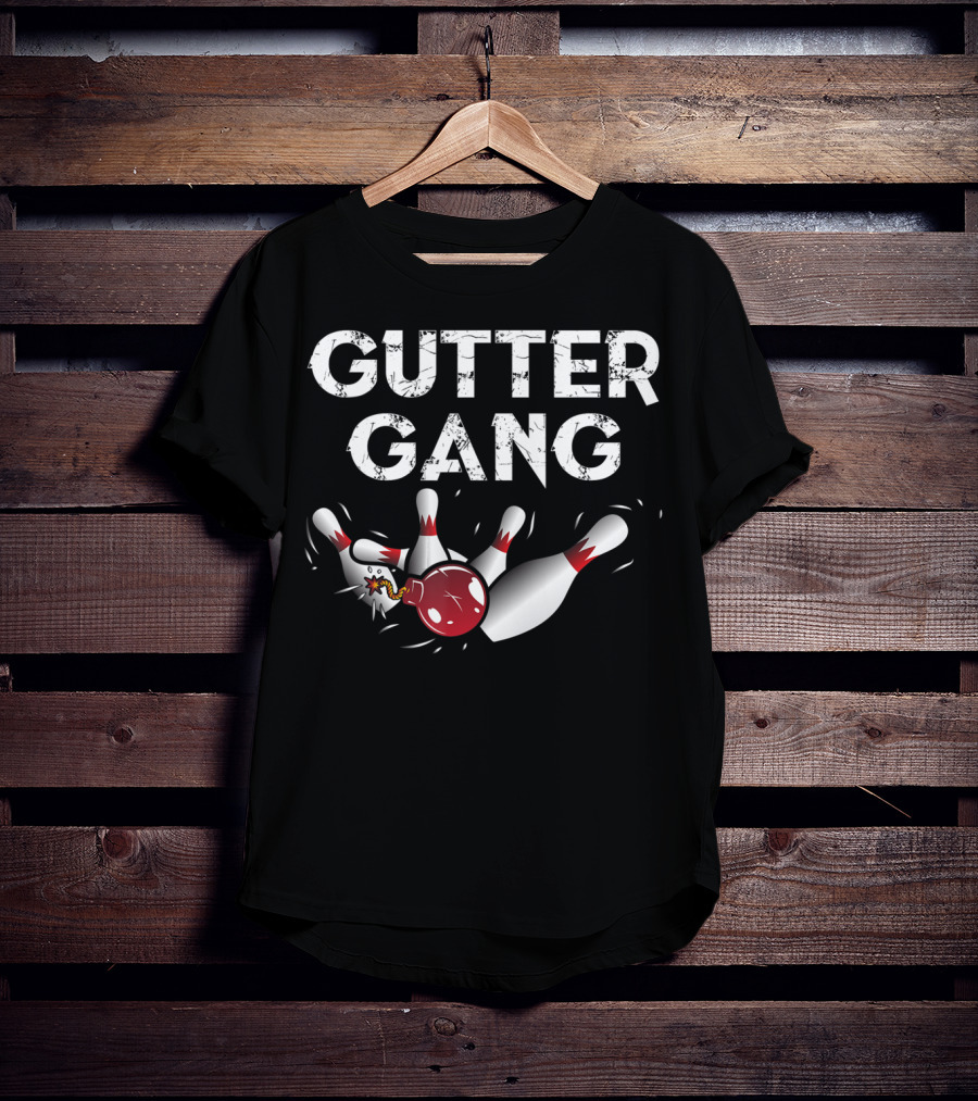 Gutter Gang Exploding Bowling Pins Funny Bowling T-Shirt