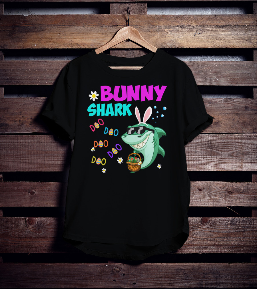 Bunny Shark Doo Easter Toddler Bunny Shark Sunglasses Basket T-Shirt