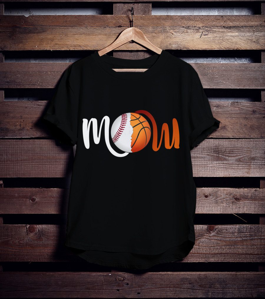 Mom Baseball Basketball Fusion T-Shirt