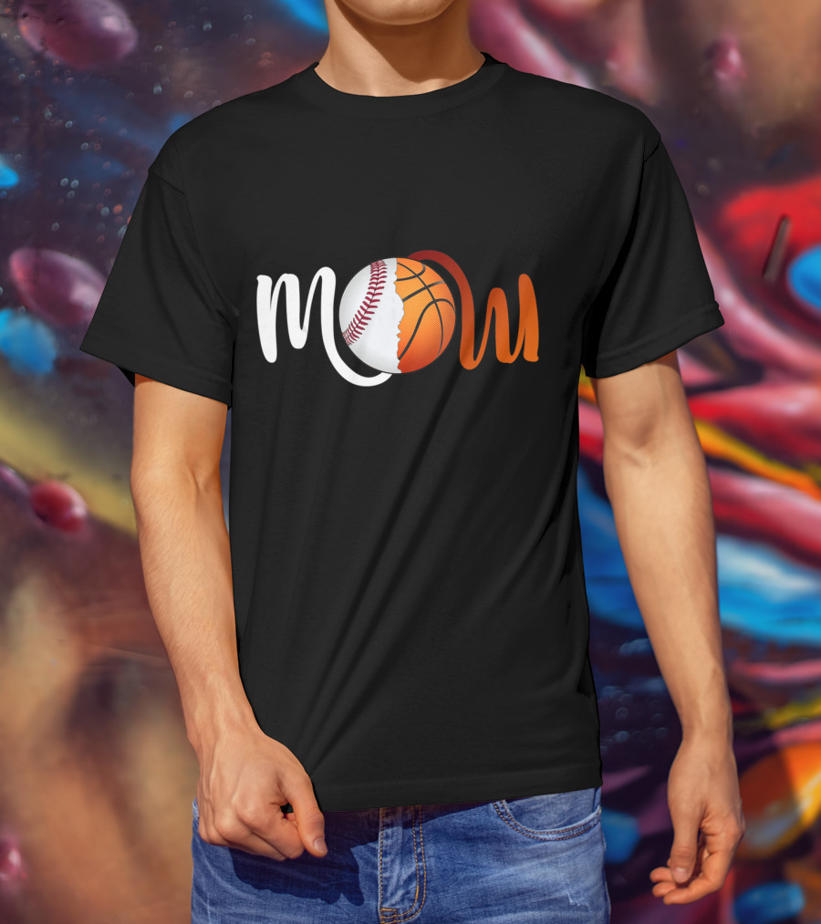 Mom Baseball Basketball Fusion T-Shirt