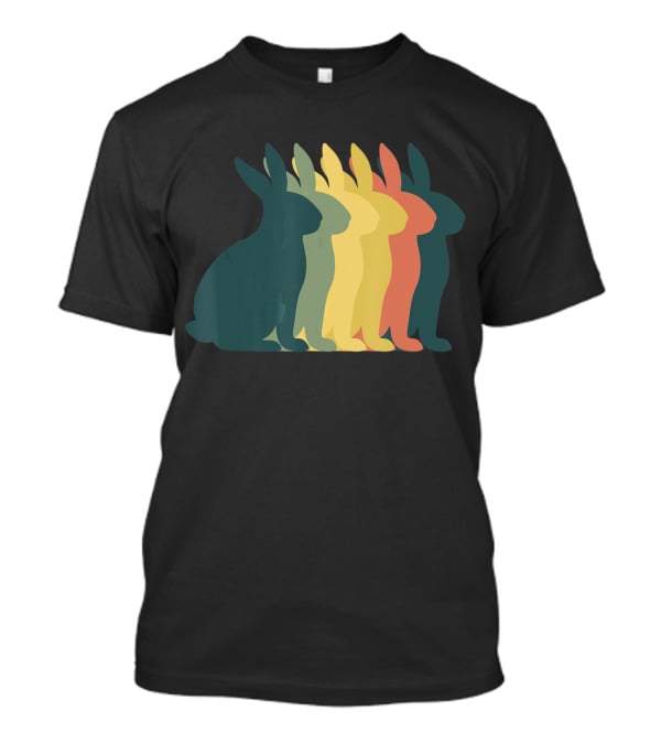 Retro Easter Bunny Rabbit Vintage Silhouette Colorful T-Shirt