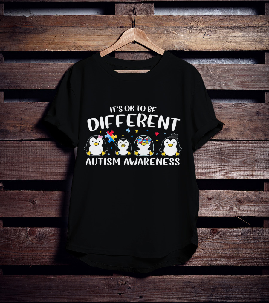 It's OK To Be Different Penguin Autism Awareness T-Shirt