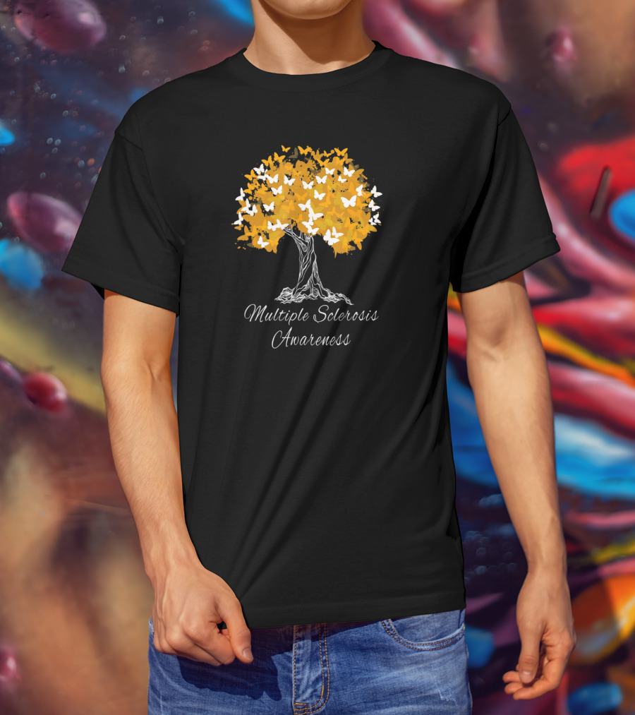 Multiple Sclerosis Awareness Tree With Butterflies T-Shirt