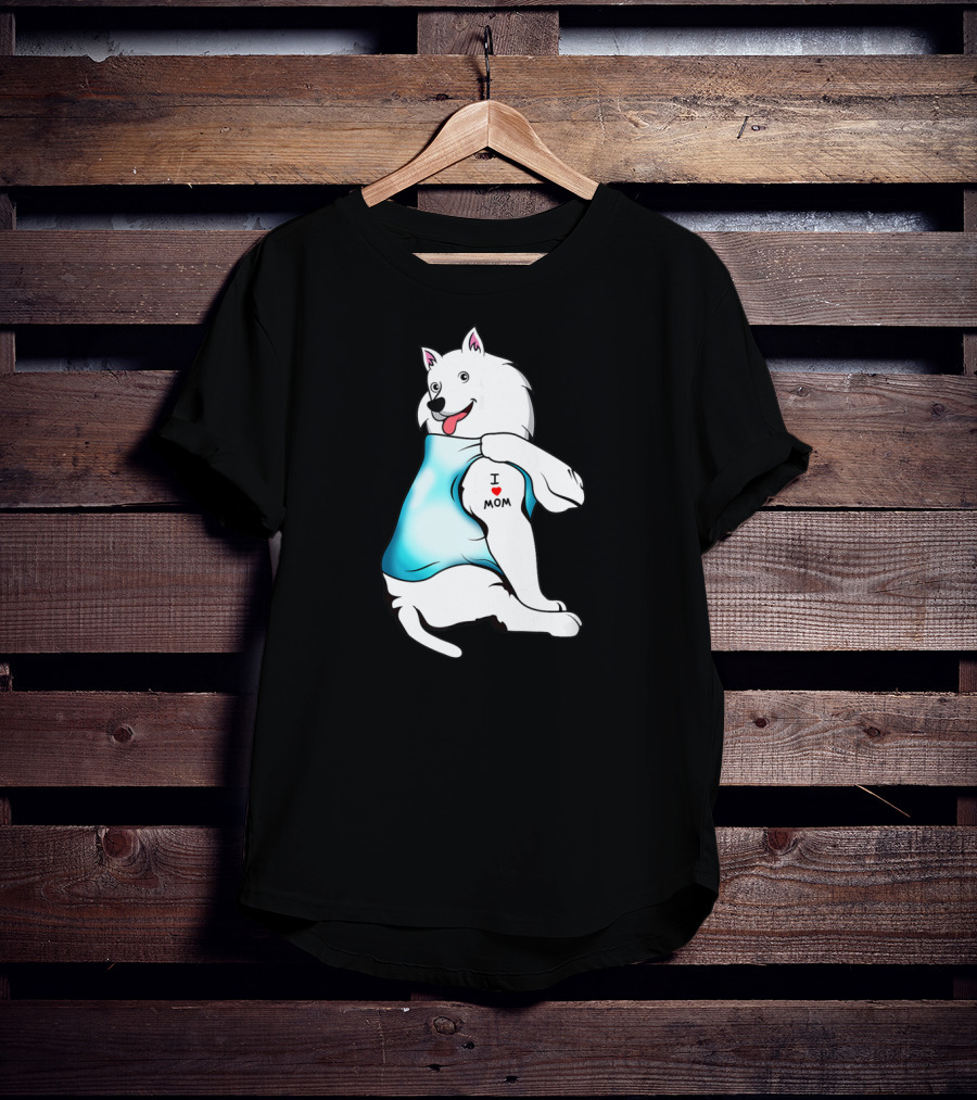 American Eskimo Dog Tattoo I Love Mom T-Shirt