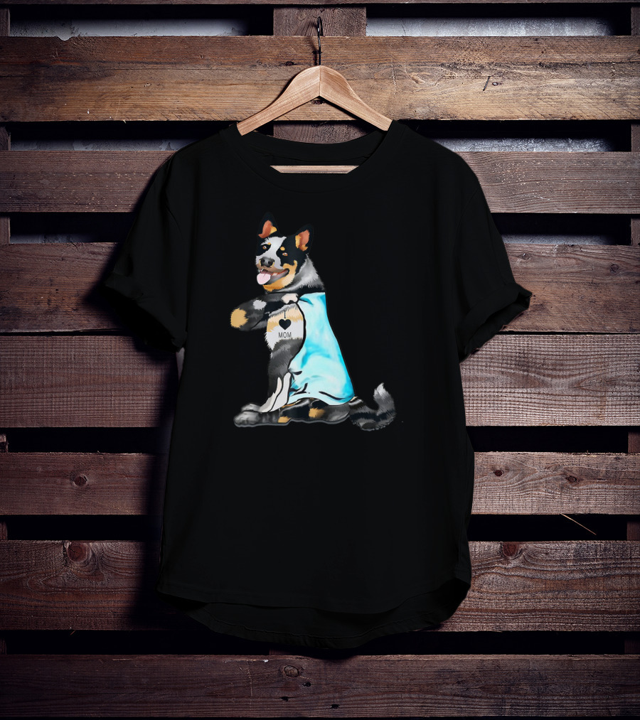 Australian Cattle Dog Tattoos I Love Mom T-Shirt