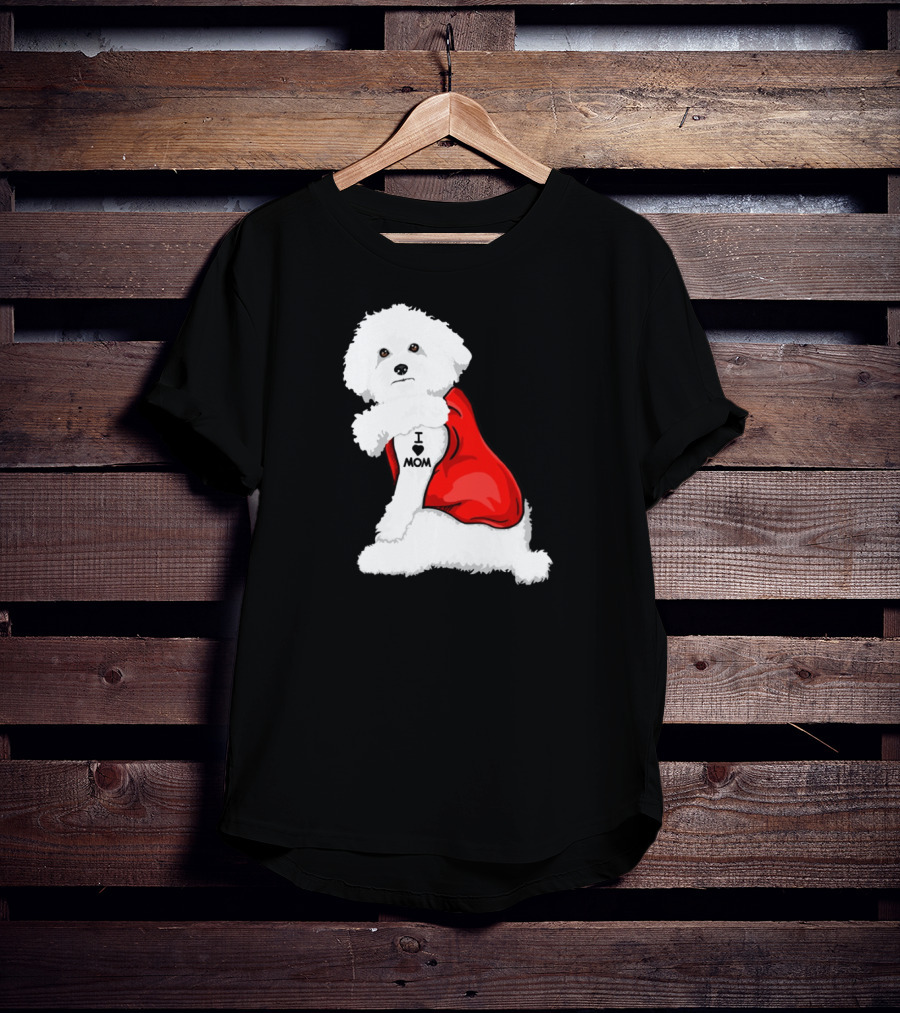 Bichon Frise I Love Mom Tattoo Red Cape T-Shirt