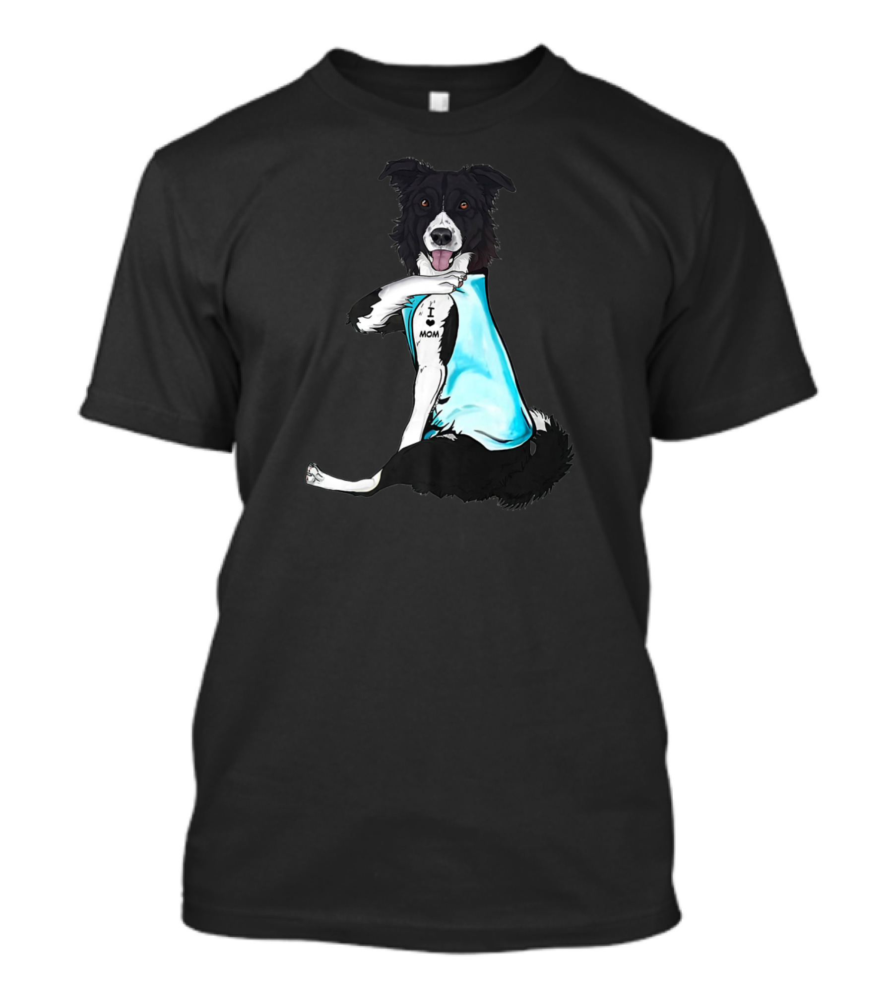 Border Collie I Love Mom Tattoo T-Shirt