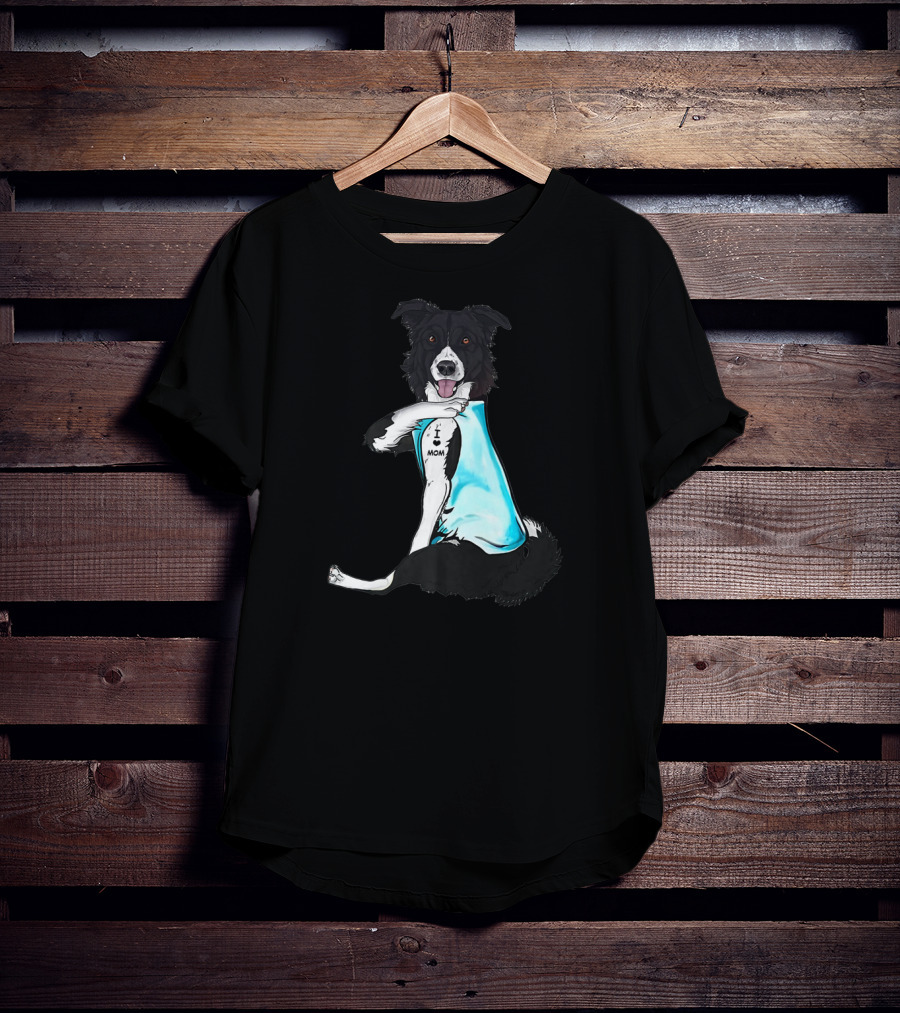 Border Collie I Love Mom Tattoo T-Shirt