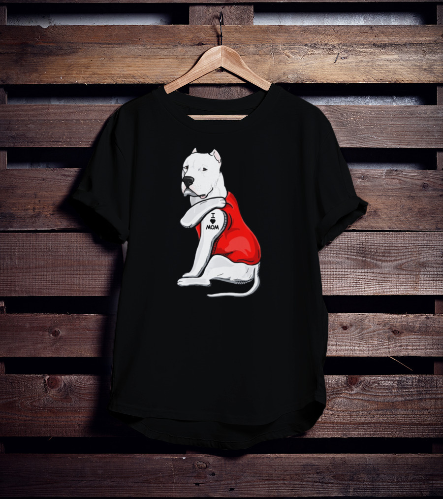 Dogo Argentino I Love Mom Tattoo Red T-Shirt