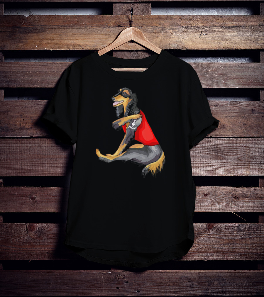 Saluki Dog I Love Mom Tattoo Red T-Shirt