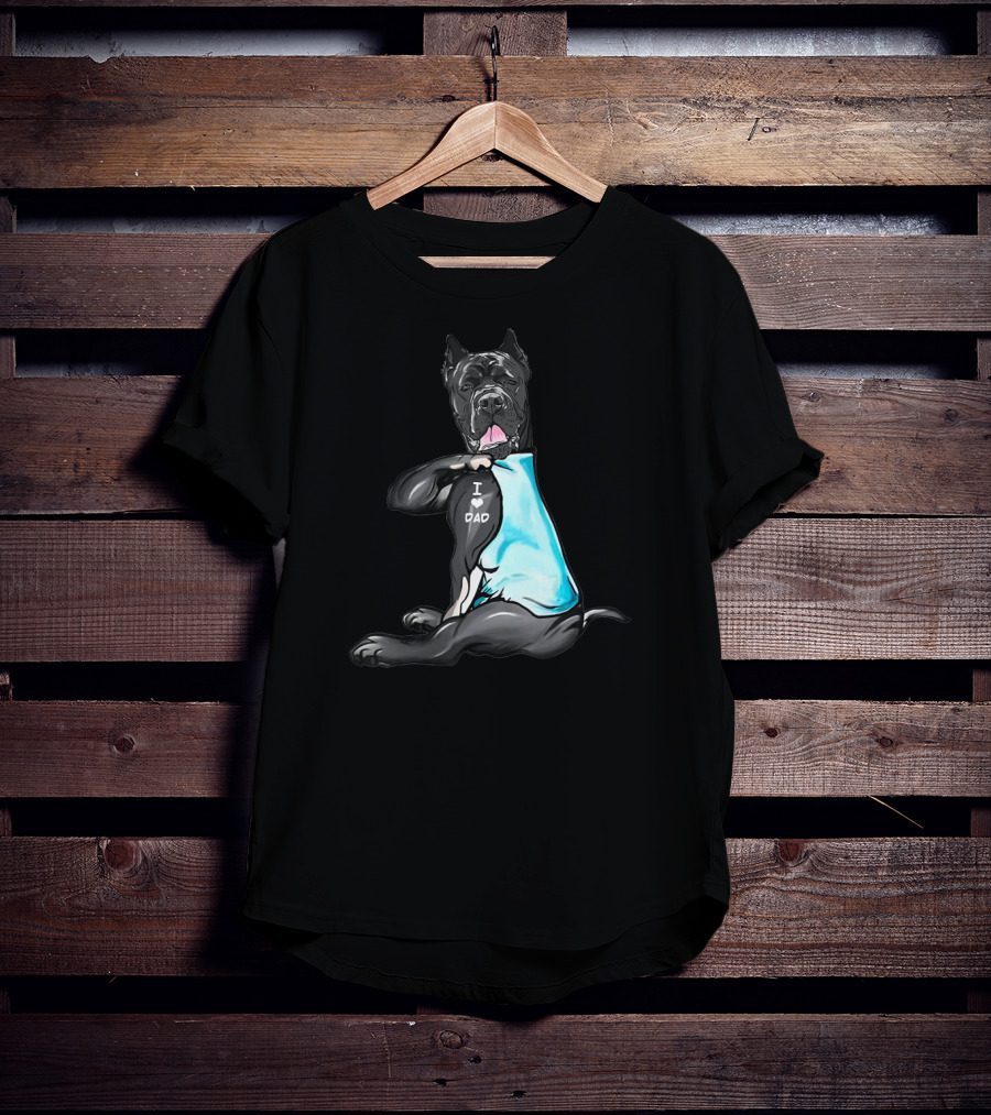Cane Corso I Love Dad Shirt Black Dog Blue T-Shirt