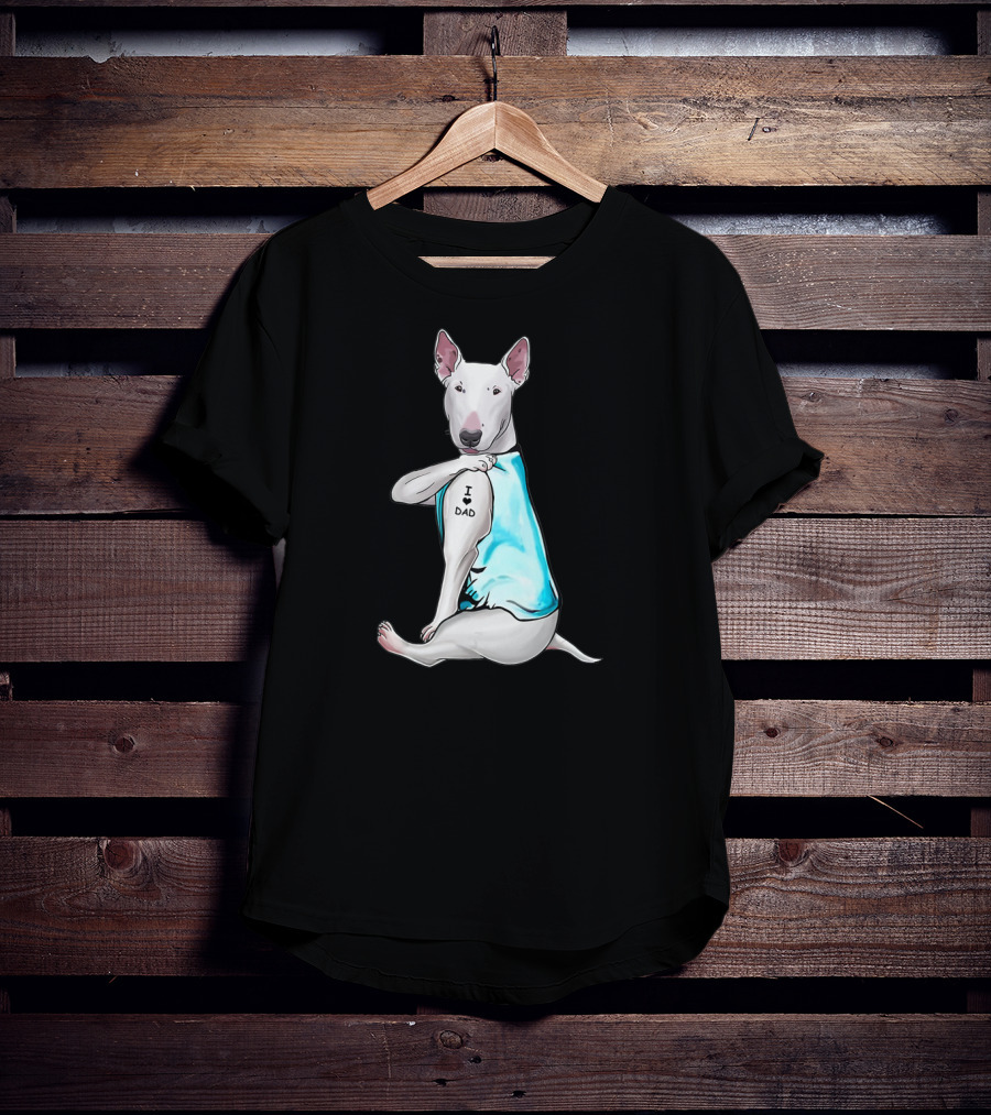 Bull Terrier I Love Dad Tattoo T-Shirt