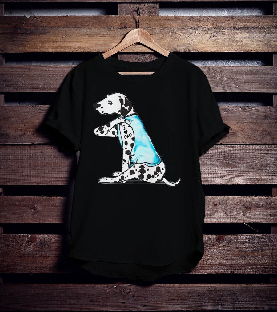 Dalmatian I Love DAD Blue Shirt Cute Dog T-Shirt