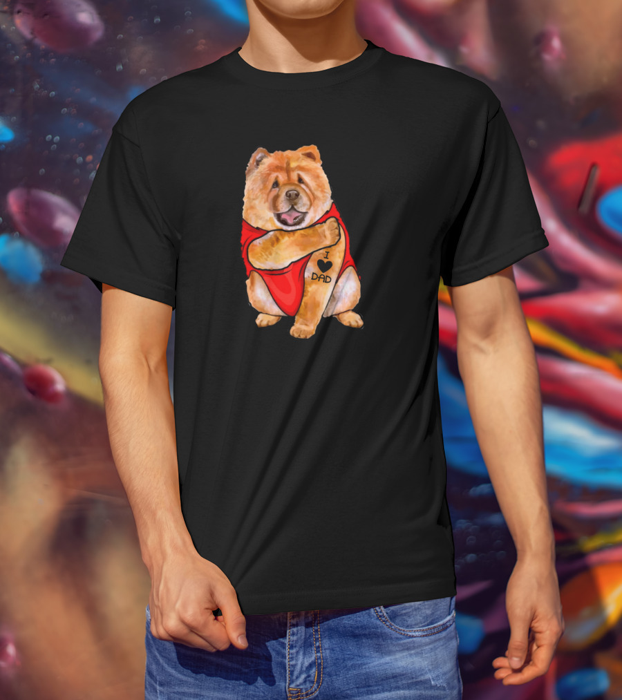 I Love Dad Chow Chow Dog Father's Day Red T-Shirt