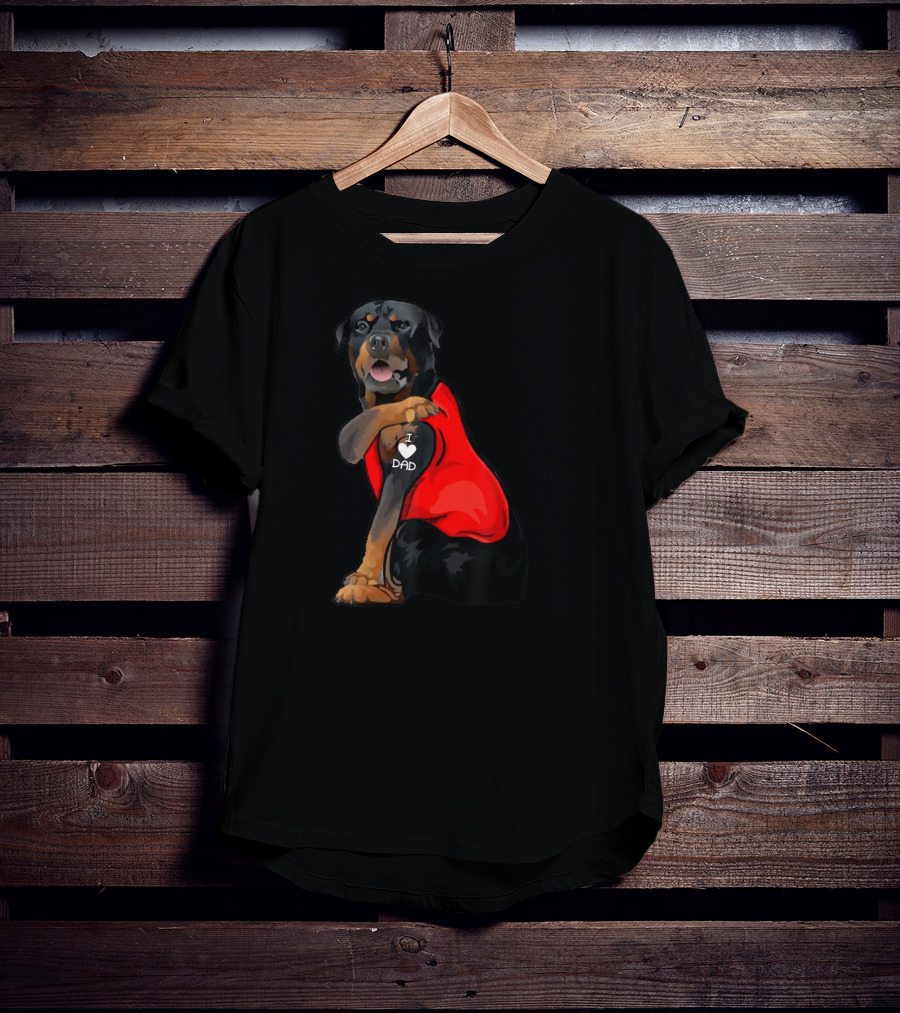 Rottweiler Dog I Love Dad Father Tattoo T-Shirt