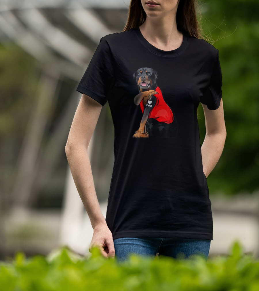Rottweiler Dog I Love Dad Father Tattoo T-Shirt