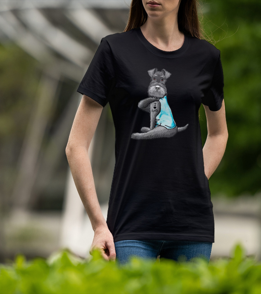 Schnauzer I Love Dad Tattoo T-Shirt